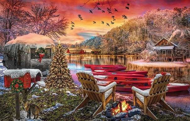Winter by the lake. jigsaw puzzle online