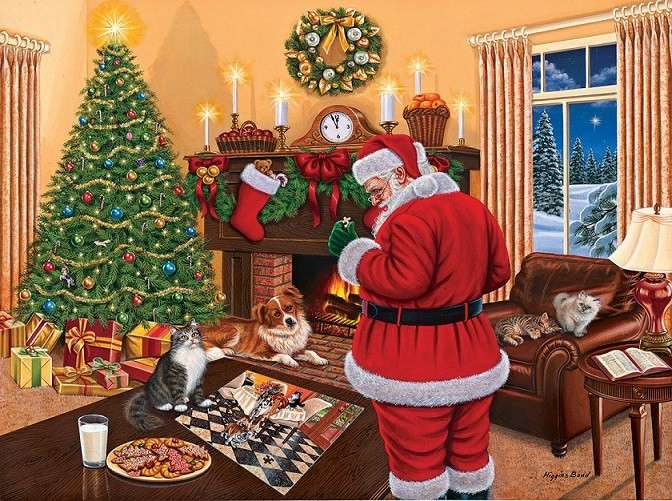 Puzzel met de kerstman. legpuzzel online