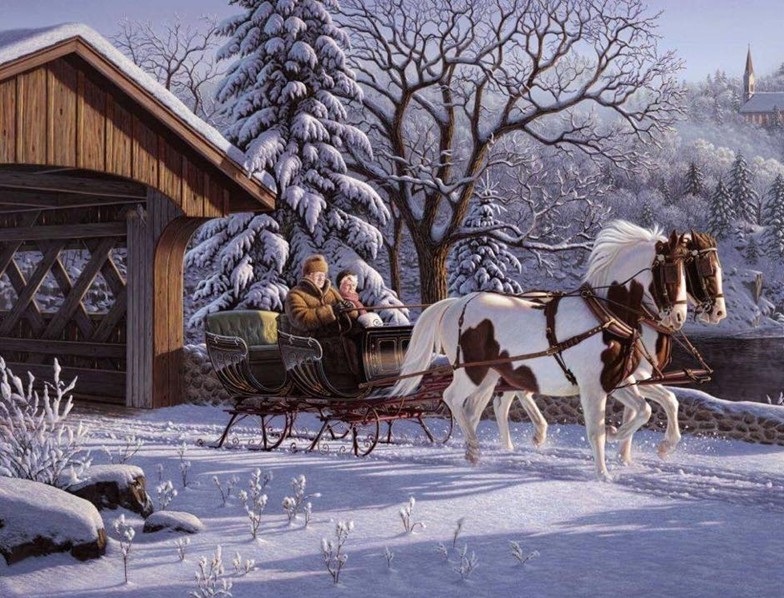 Målning: vinterens skönhet. Pussel online
