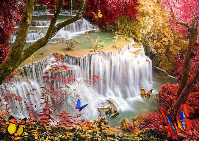 Cascata d'autunno. puzzle online