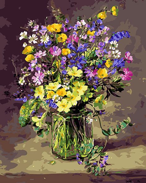 Красочные цветы в вазе пазл онлайн
