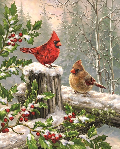Vögel: Kardinäle. Puzzlespiel online