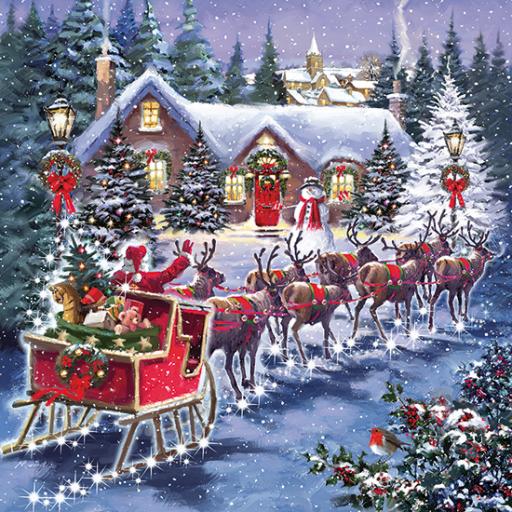 Санта Клаус з оленями. онлайн пазл