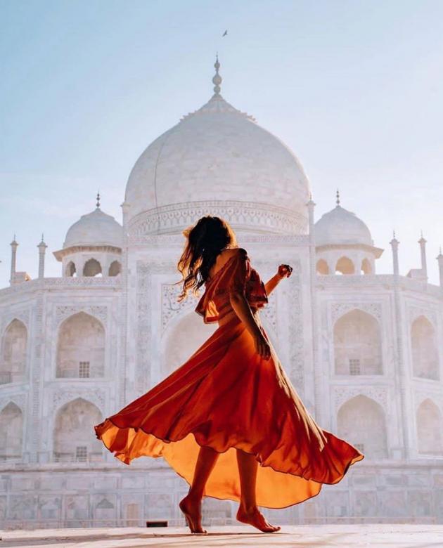 Taj Mahal - Inde et fille puzzle en ligne