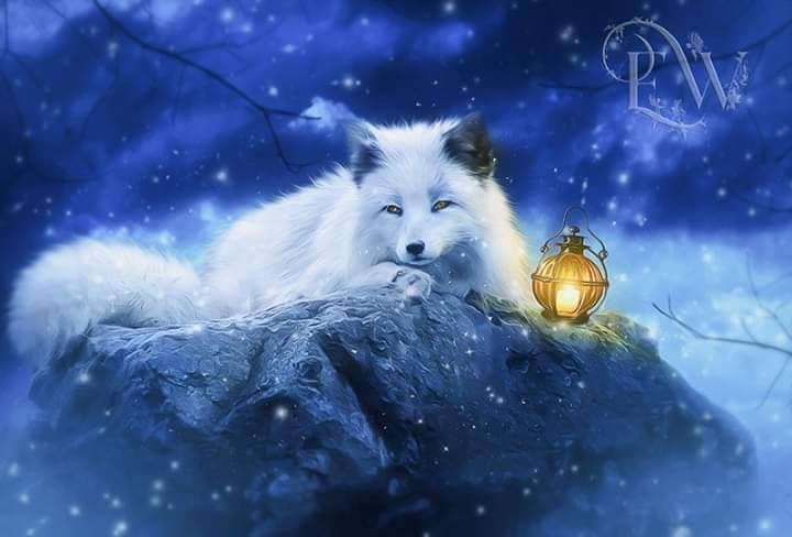 lâmpada de inverno raposa branca quebra-cabeças online