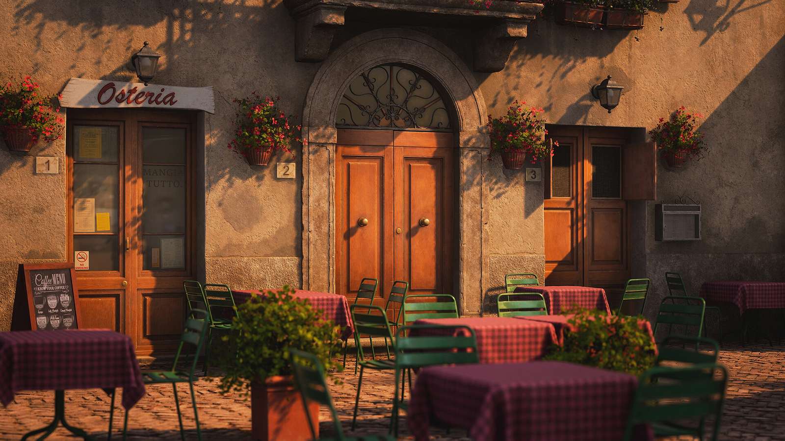 Een klein Italiaans café legpuzzel online