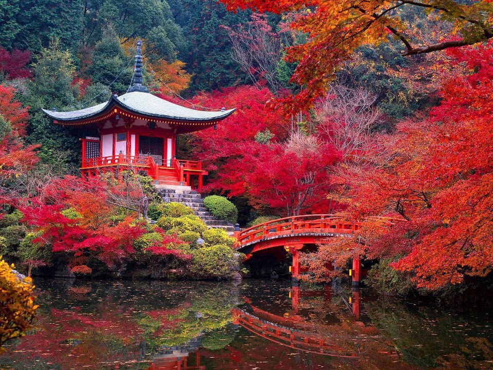 Daigo-ji buddhista templom ősszel - Kyoto, Japán kirakós online