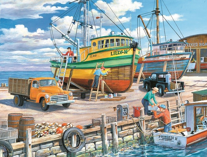 Într-un port de pescuit. jigsaw puzzle online