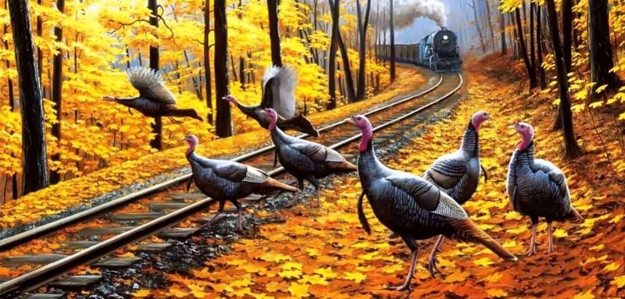 Train et oiseaux sur les rails puzzle en ligne