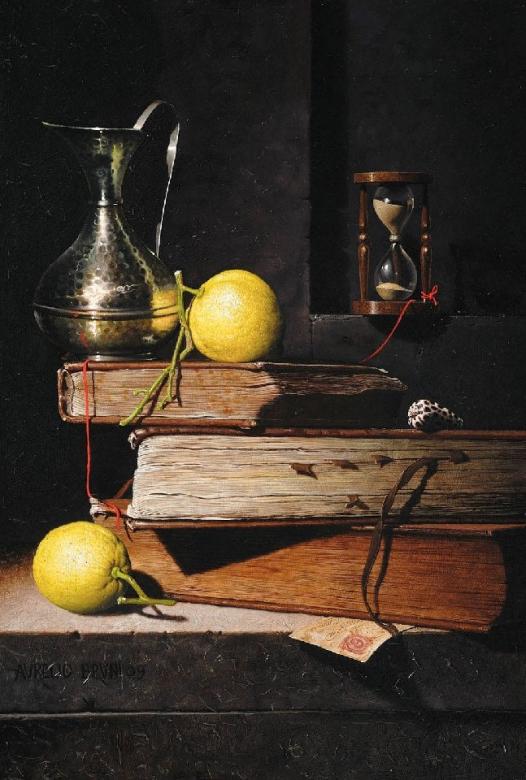 Gammal citronkanna och böcker Pussel online