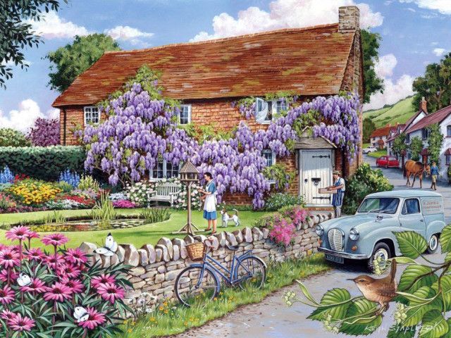 House overgrown with wisteria. jigsaw puzzle online