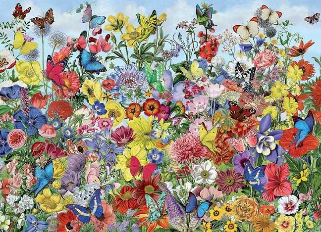 Flores e borboletas. quebra-cabeças online