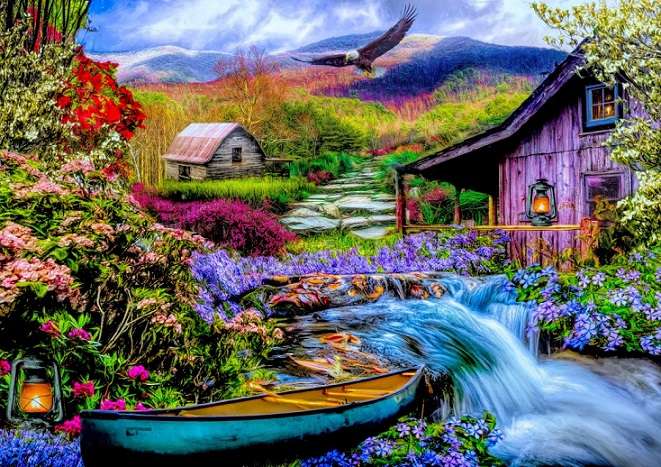 Kleurrijk landschap. legpuzzel online