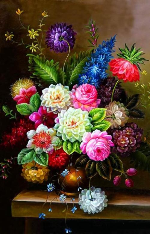 Multicolor flowers in a vase jigsaw puzzle online