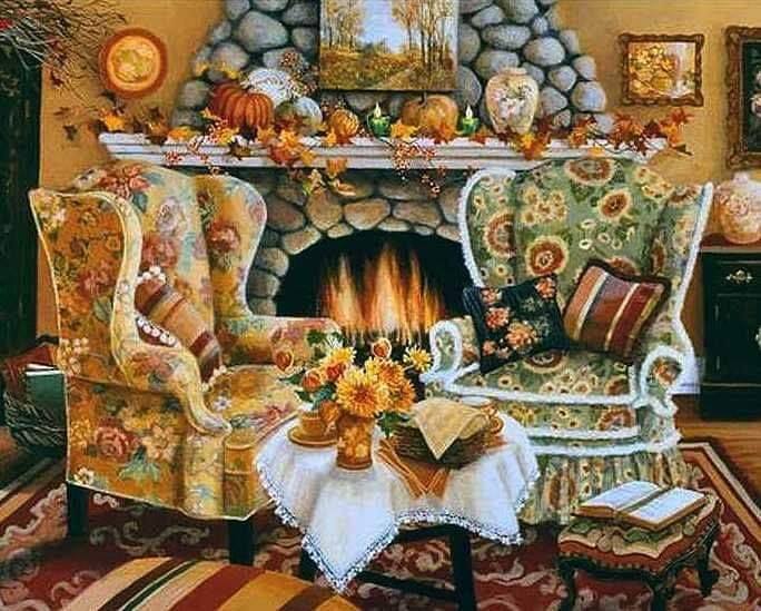 Living room with fireplace, a wonderful place to r jigsaw puzzle online