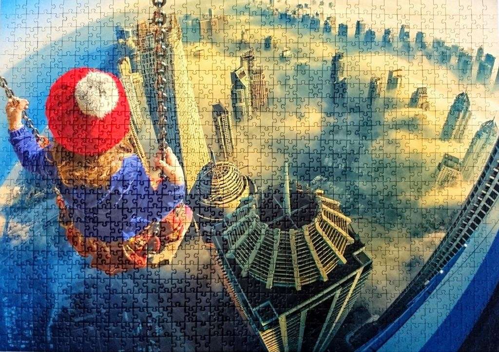 Girl over the city jigsaw puzzle