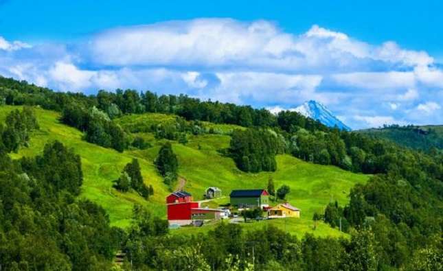 Ein Bauernhof in den Bergen. Puzzlespiel online