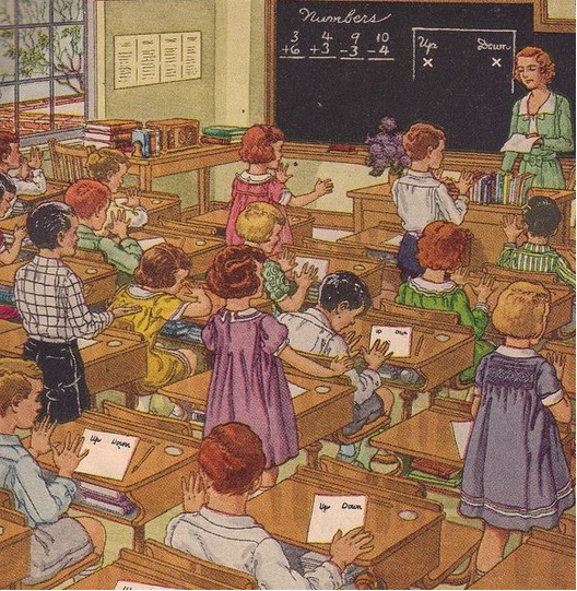 Děti a učitelka ve třídě jigsaw puzzle online
