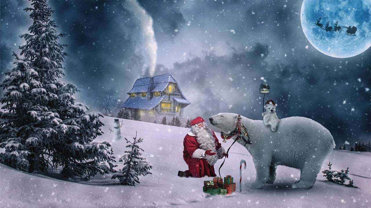 Άγιος Βασίλης στο Βόρειο Πόλο online παζλ