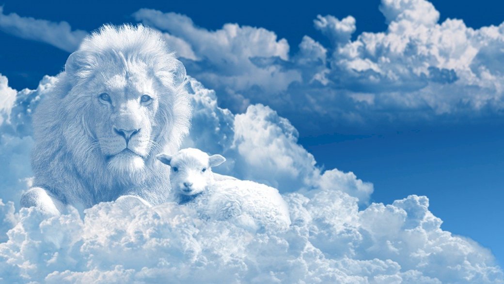 leone e agnello in paradiso puzzle online