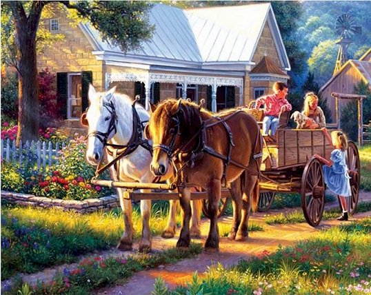 A horse cart trip. online puzzle