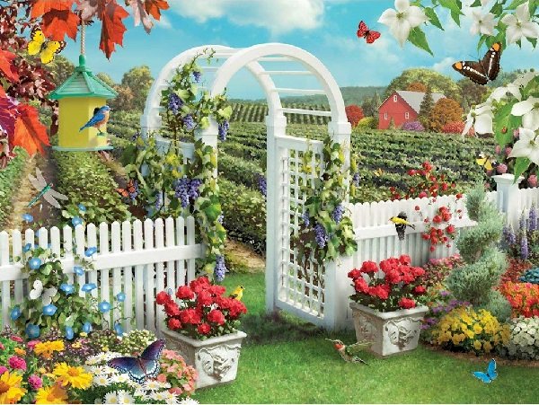 У гарному маленькому саду. онлайн пазл