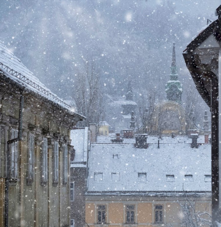 Schnee in Ljubljana Online-Puzzle