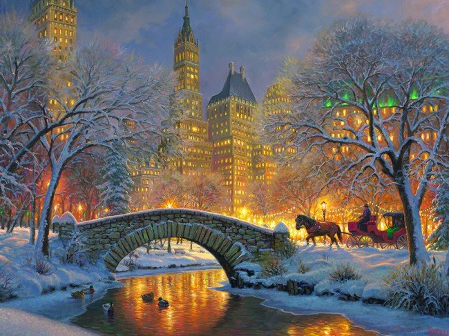 Central Park in de winter. online puzzel