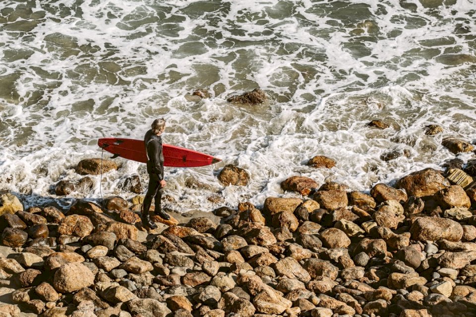 Surfer sizing up the waves jigsaw puzzle online