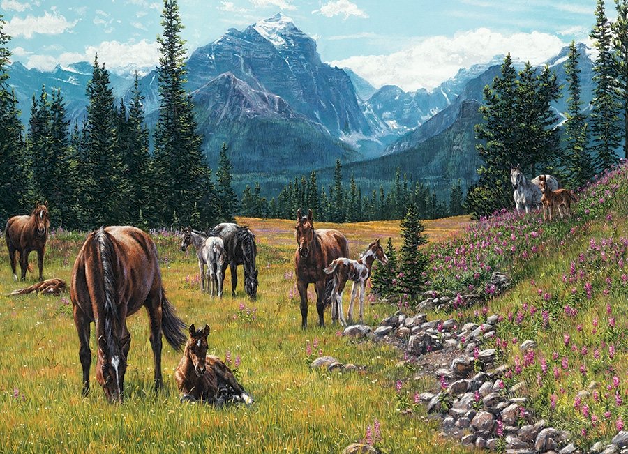 Landscape with ponies. jigsaw puzzle online