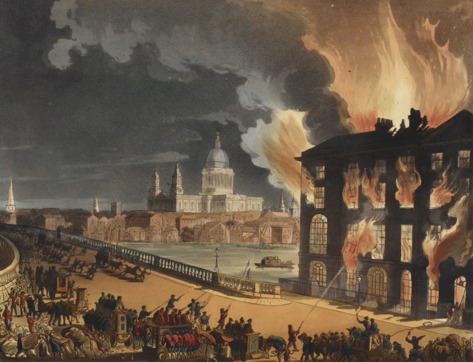 Feuer in London. Um 1812 Online-Puzzle