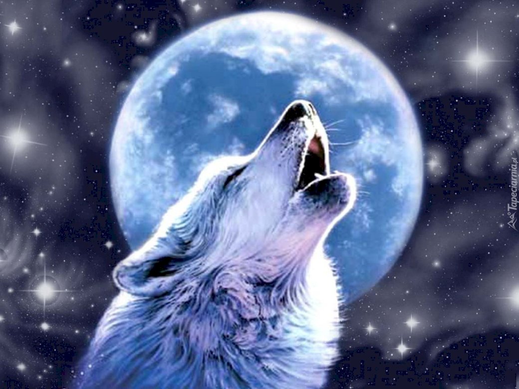 Wolf and moon jigsaw puzzle online