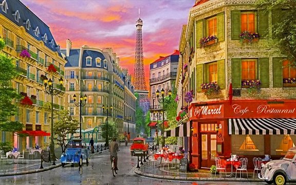 Рисуван Париж. онлайн пъзел