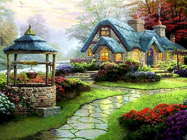 Красива къща с градина онлайн пъзел