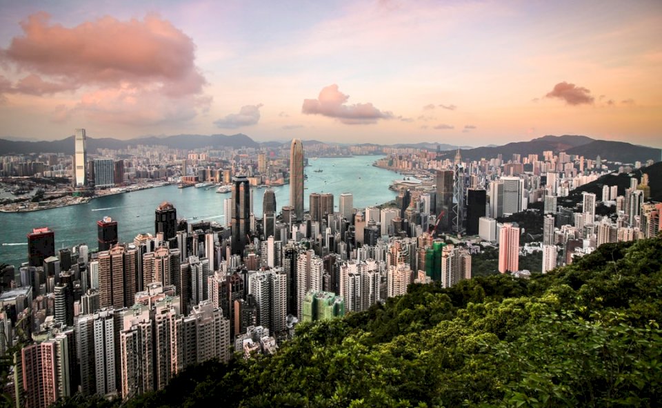 Sikt över Hong Kong horisont från Pussel online