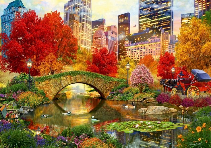 Central Park på hösten. pussel på nätet