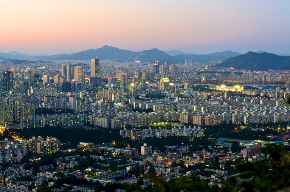 Vista nocturna de Seúl, sur rompecabezas en línea