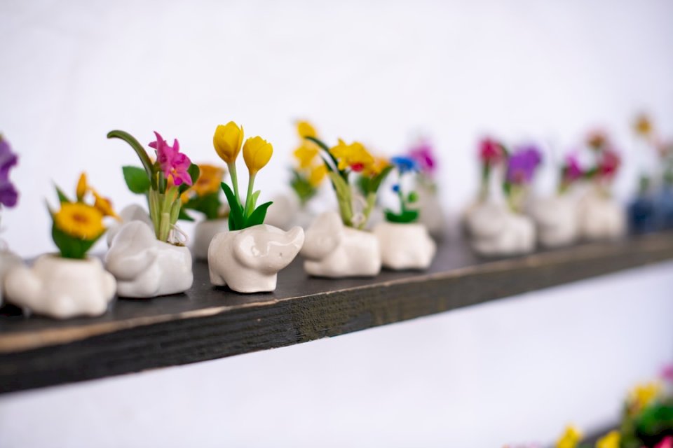 Крошечные горшки для цветов в виде слонов онлайн-пазл