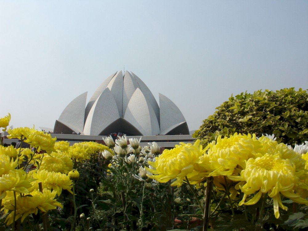 Lotus-bloemtempel in Delhi legpuzzel online