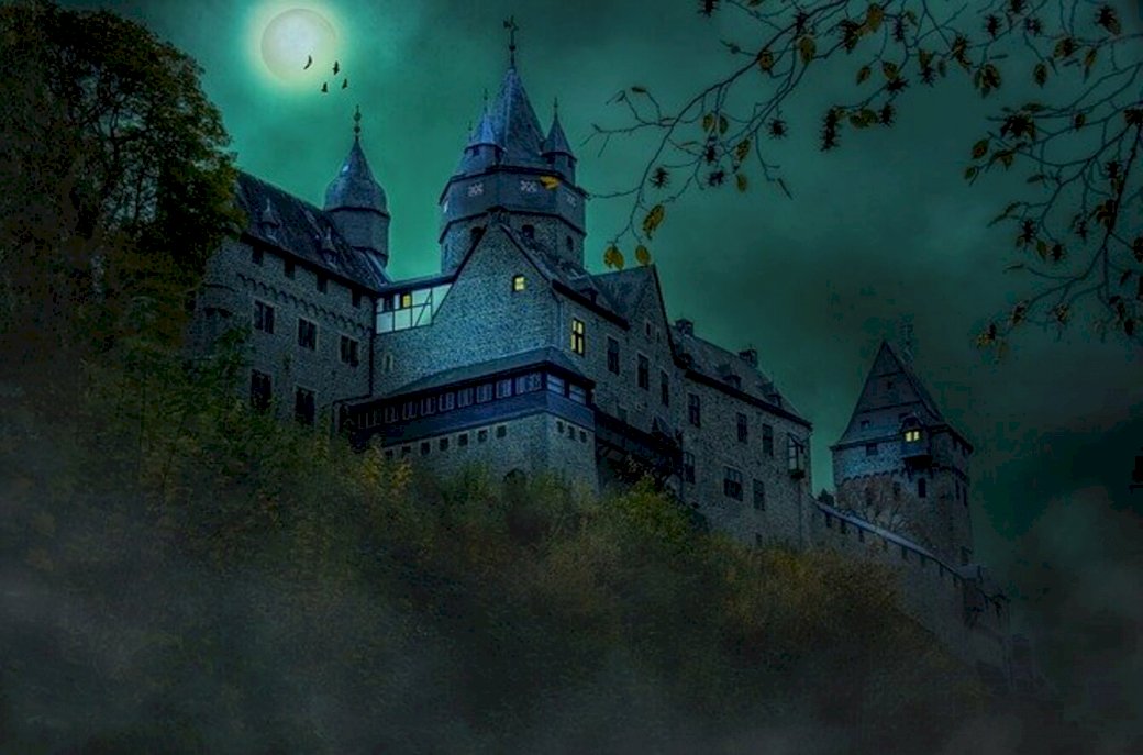 Bran Castle Transylvania på natten pussel på nätet