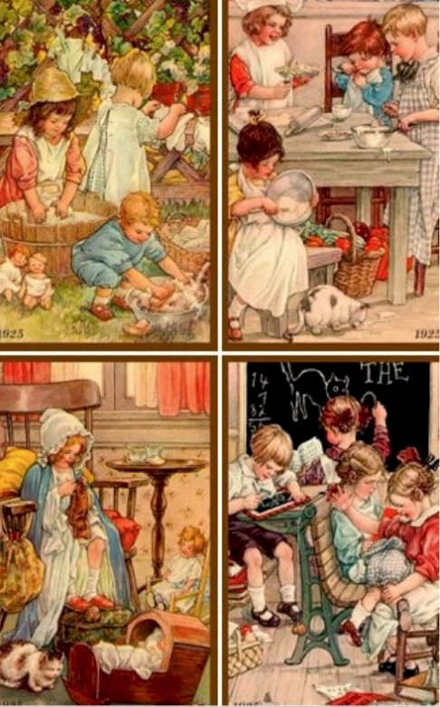 čtyři různé obrázky dětí puzzle online
