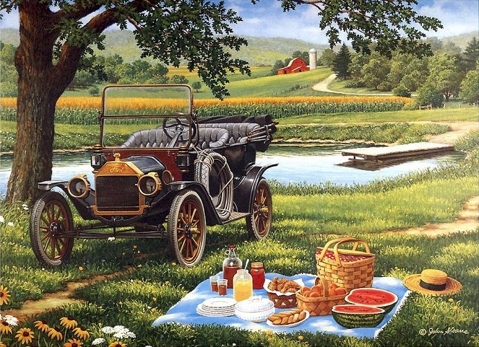 Picknick in de zomer. legpuzzel online