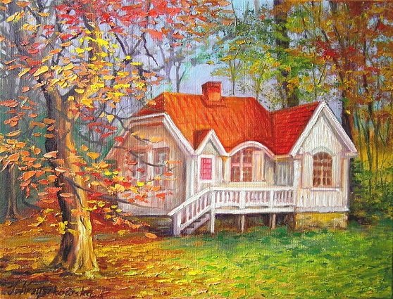 Ένα ζωγραφισμένο σπίτι. παζλ online