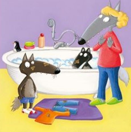 Little wolf washes alone! online puzzle