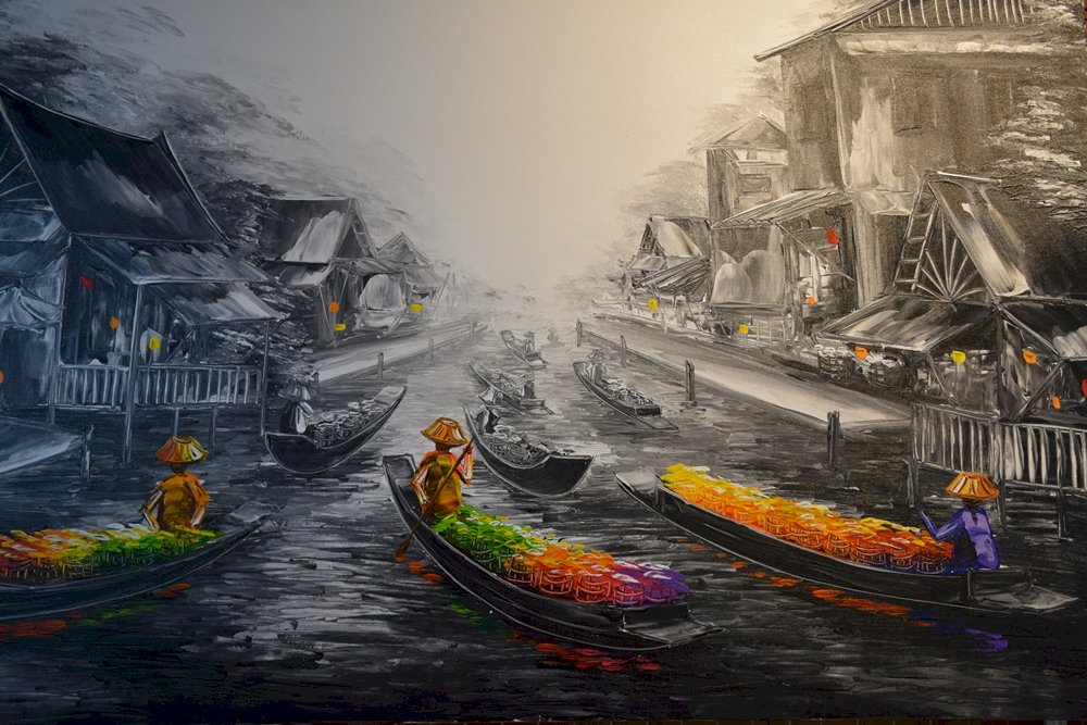 Immagine del mercato galleggiante di Bangkok puzzle online