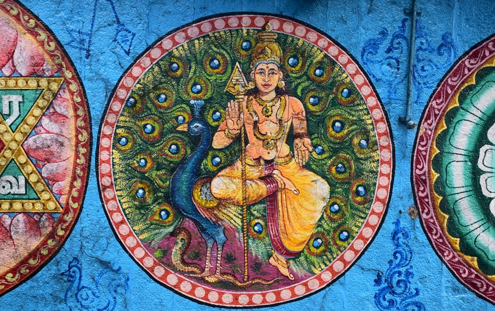 Bemalte Decken in indischen Tempeln Online-Puzzle
