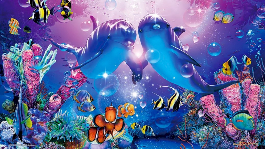 two beautiful dolphins in the abysses jigsaw puzzle online