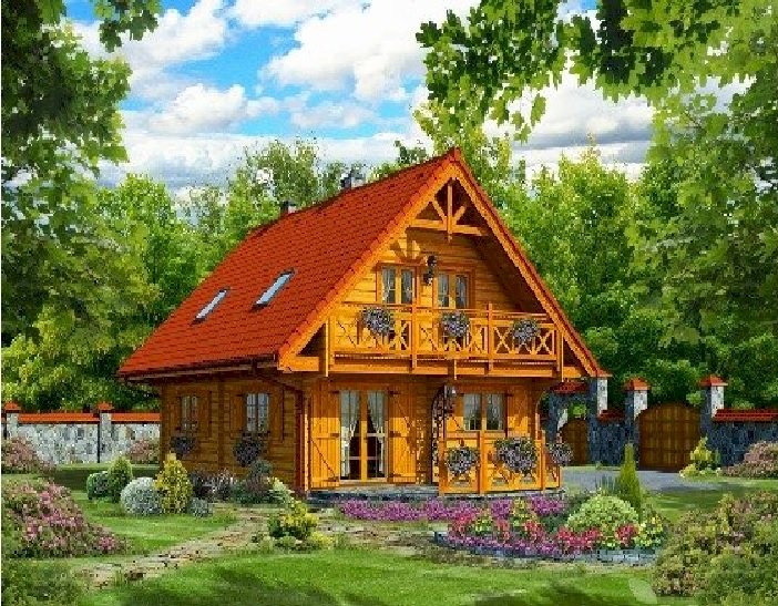 Дървена къща. онлайн пъзел