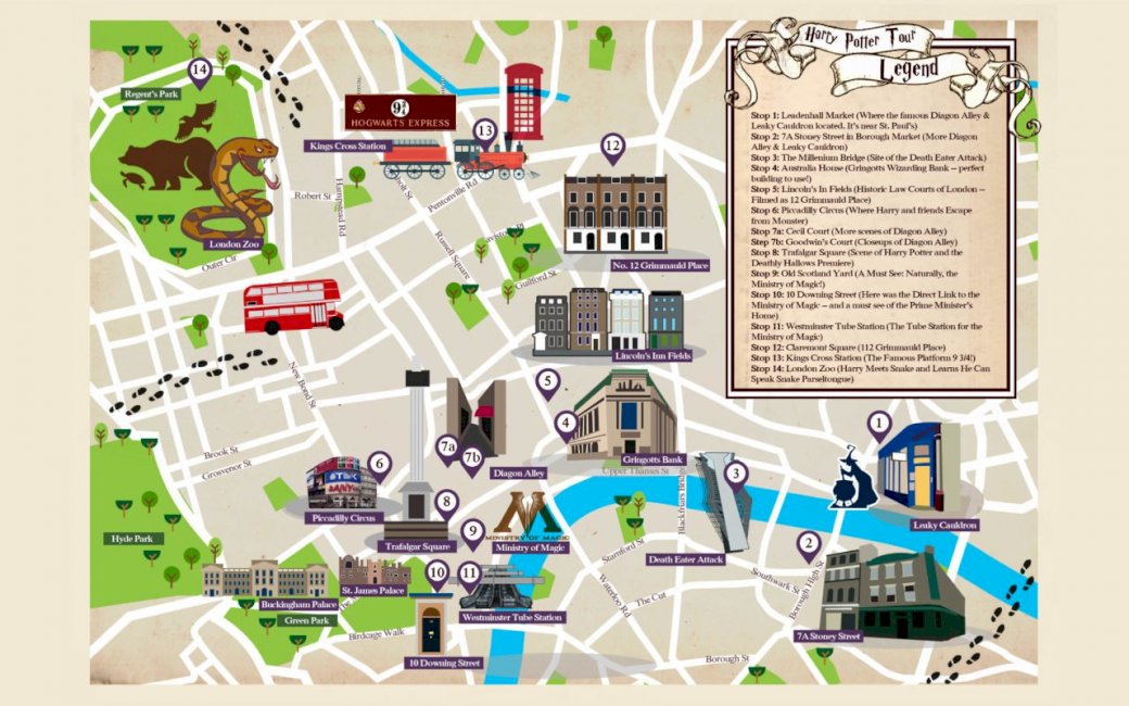 Карта Лондона Гарри Поттера онлайн-пазл