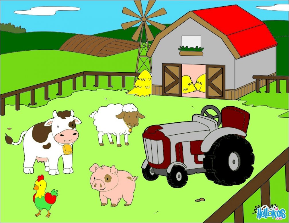 Farm animals- 16 pieces online puzzle